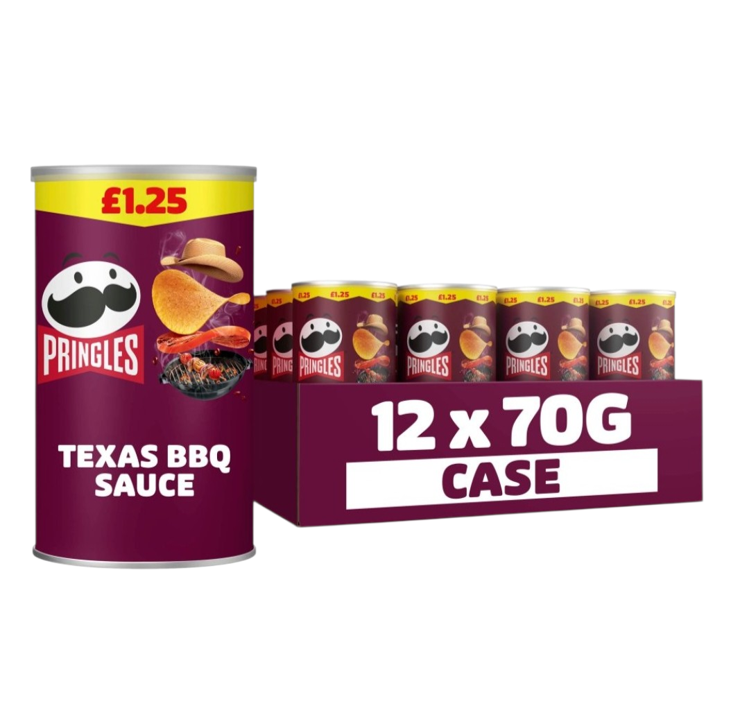 Pringles 1 pack of 12 crisps of 70g tubs in assorted flavours