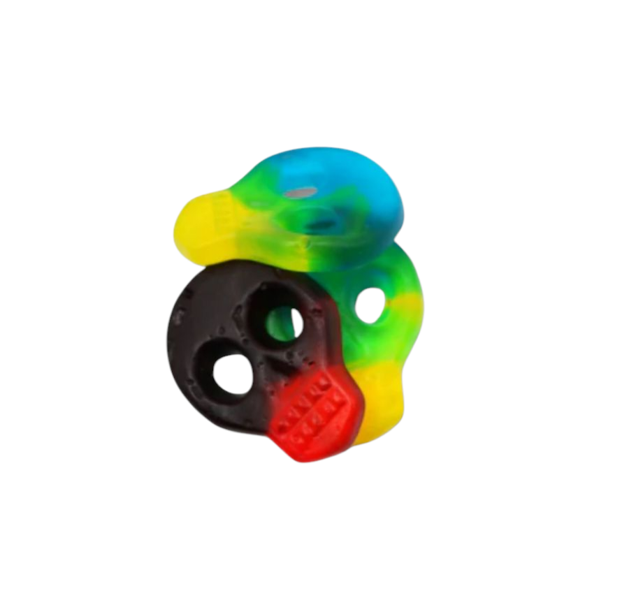 Skull sweets - 100g, comes in 7 flavours, minimum of 300g, and will all be put in the same bag