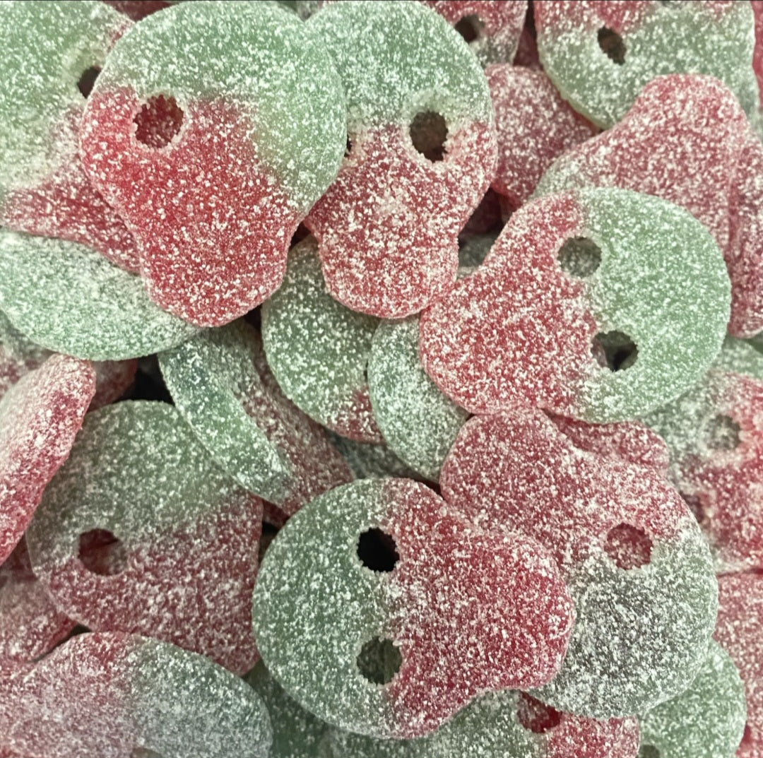 Skull sweets - 100g, comes in 7 flavours, minimum of 300g, and will all be put in the same bag