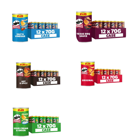 Pringles 1 pack of 12 crisps of 70g tubs in assorted flavours