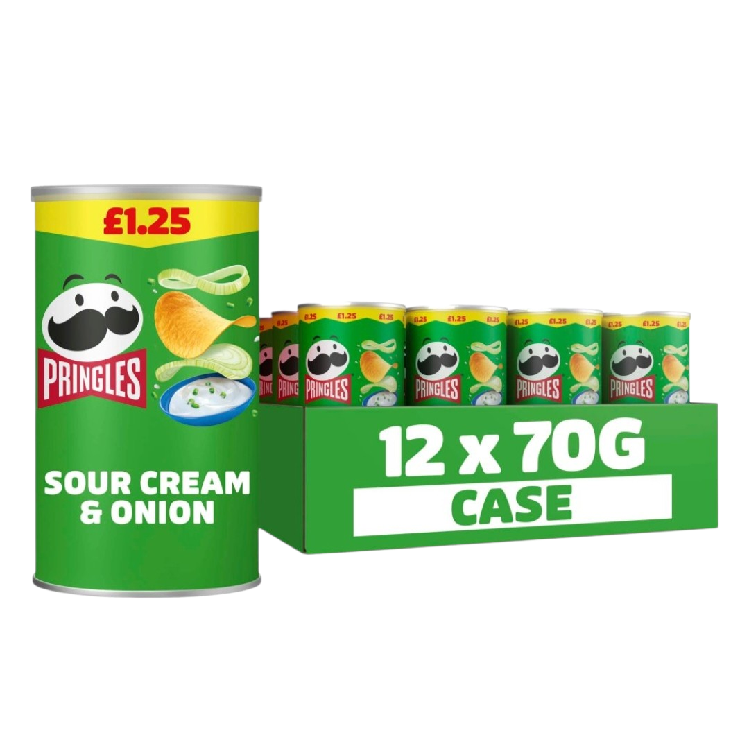 Pringles 1 pack of 12 crisps of 70g tubs in assorted flavours
