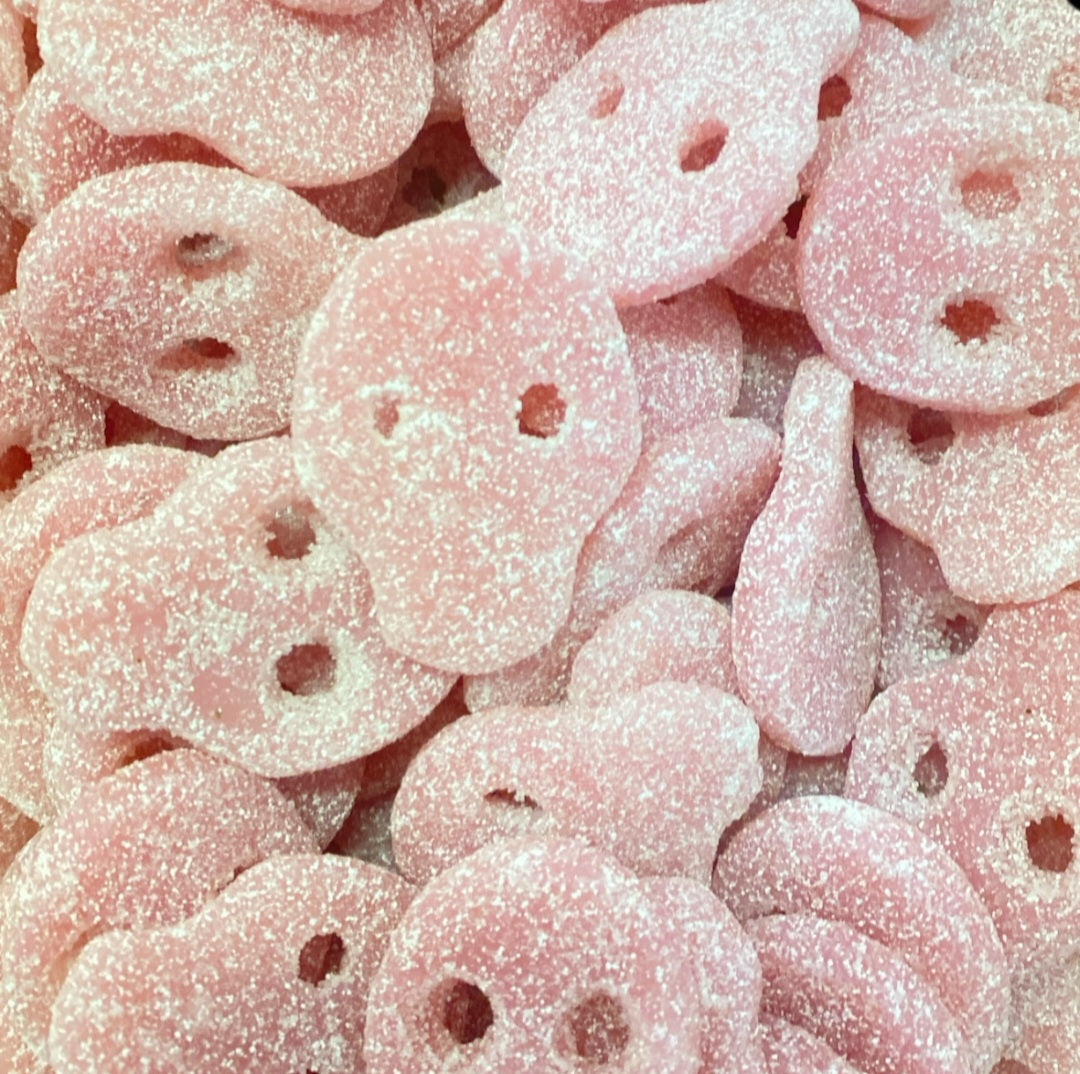 Skull sweets - 100g, comes in 7 flavours, minimum of 300g, and will all be put in the same bag