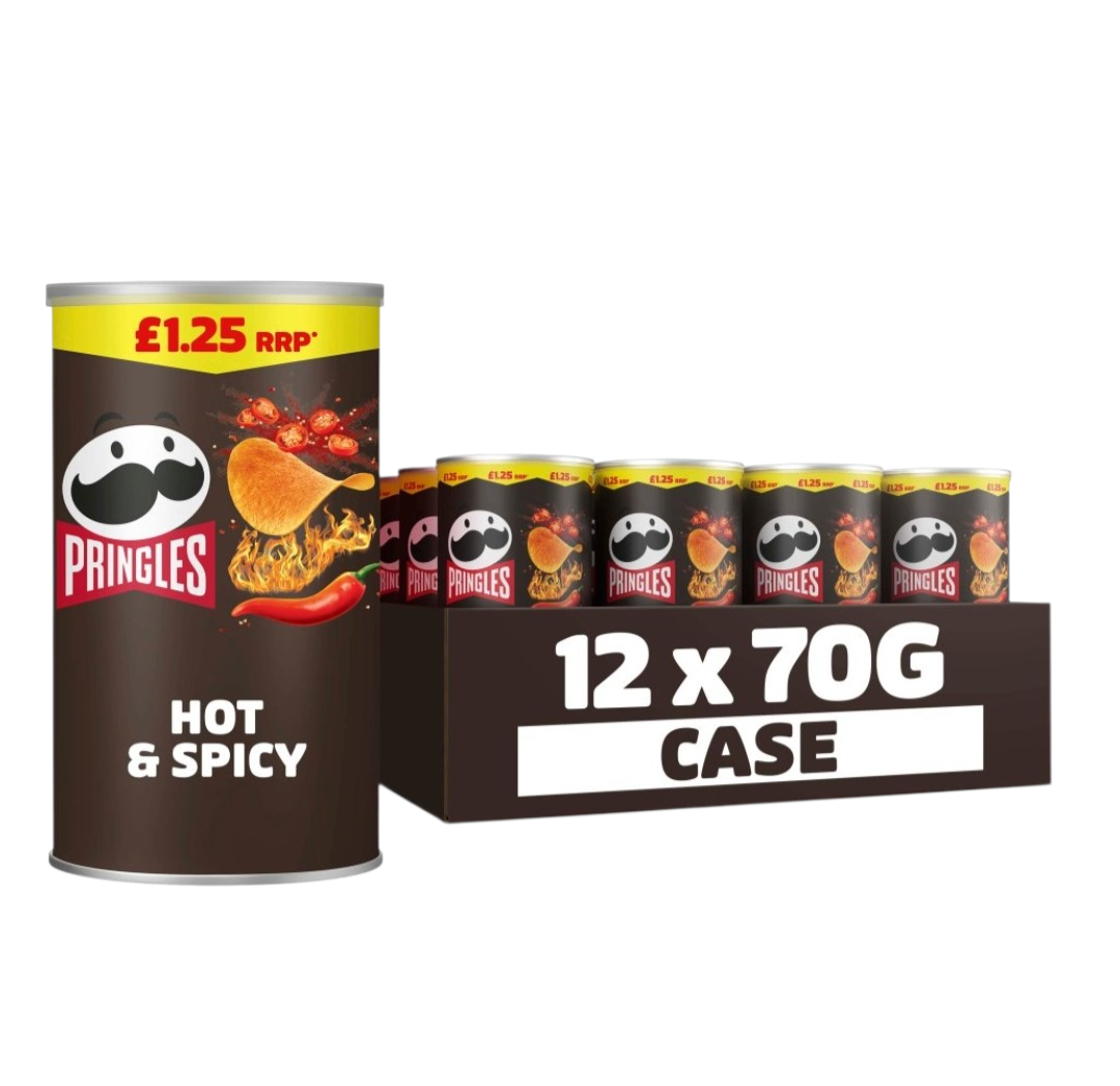 Pringles 1 pack of 12 crisps of 70g tubs in assorted flavours